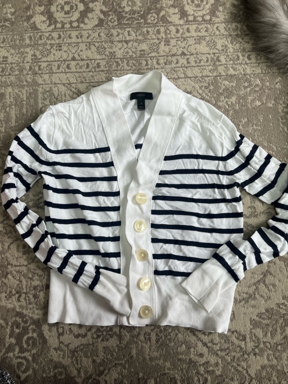 J. Crew Navy & White Striped Button-Front Cardigan